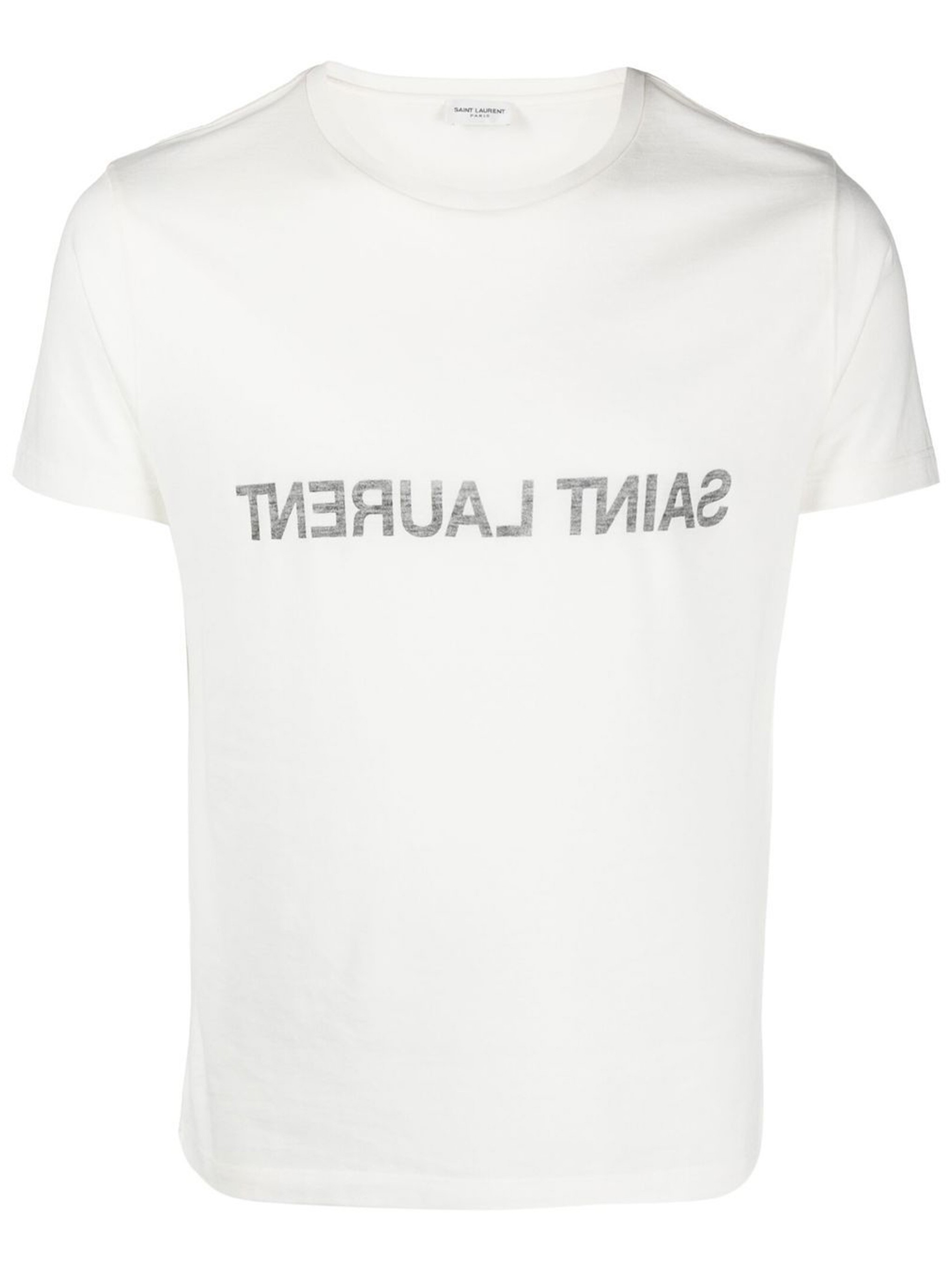 Saint Laurent Natural Black Cotton T-shirts And Polos In White