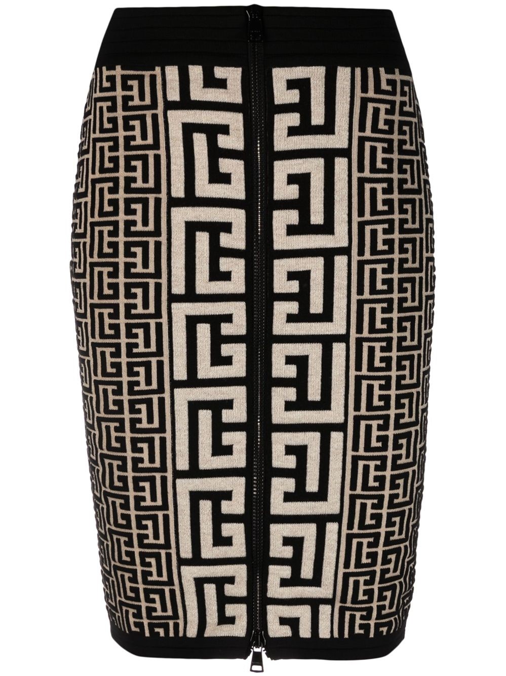 Balmain Monogram Knit Skirt In Multi