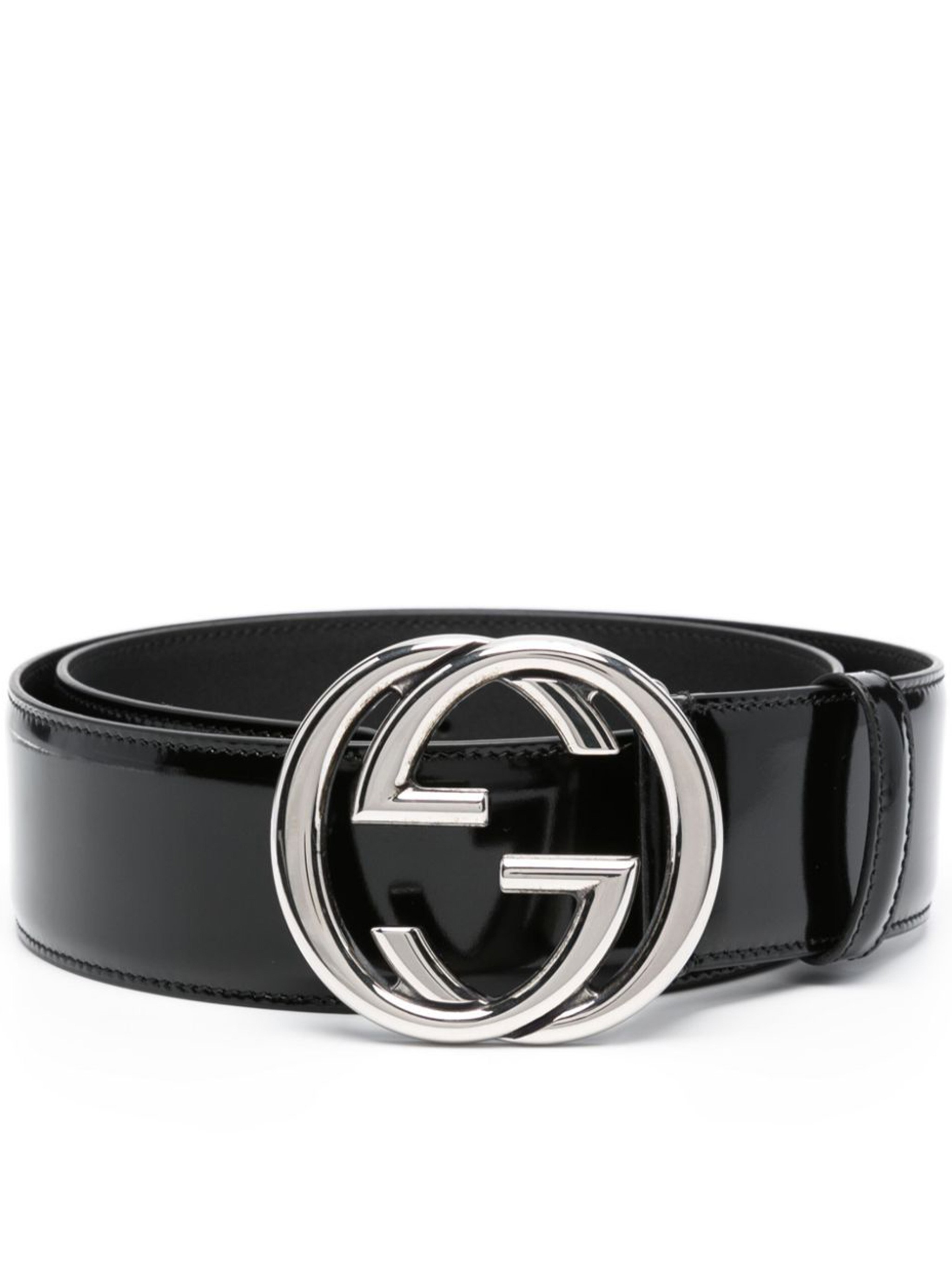 Gucci Wide Gg Crossover Belt In Black