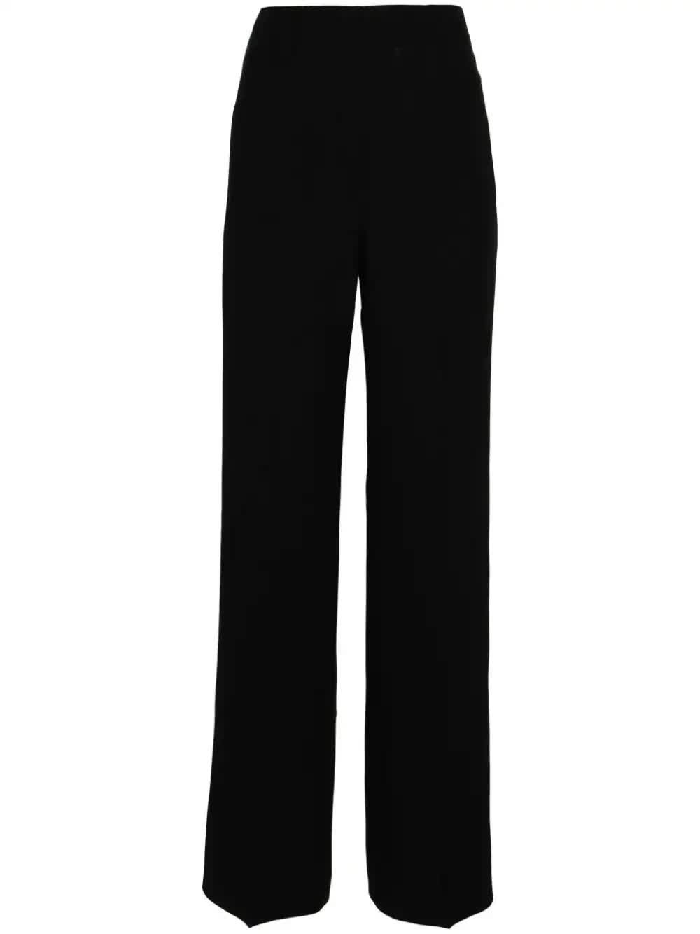 Alberta Ferretti Wide Leg Trousers In Enver Satin In Black