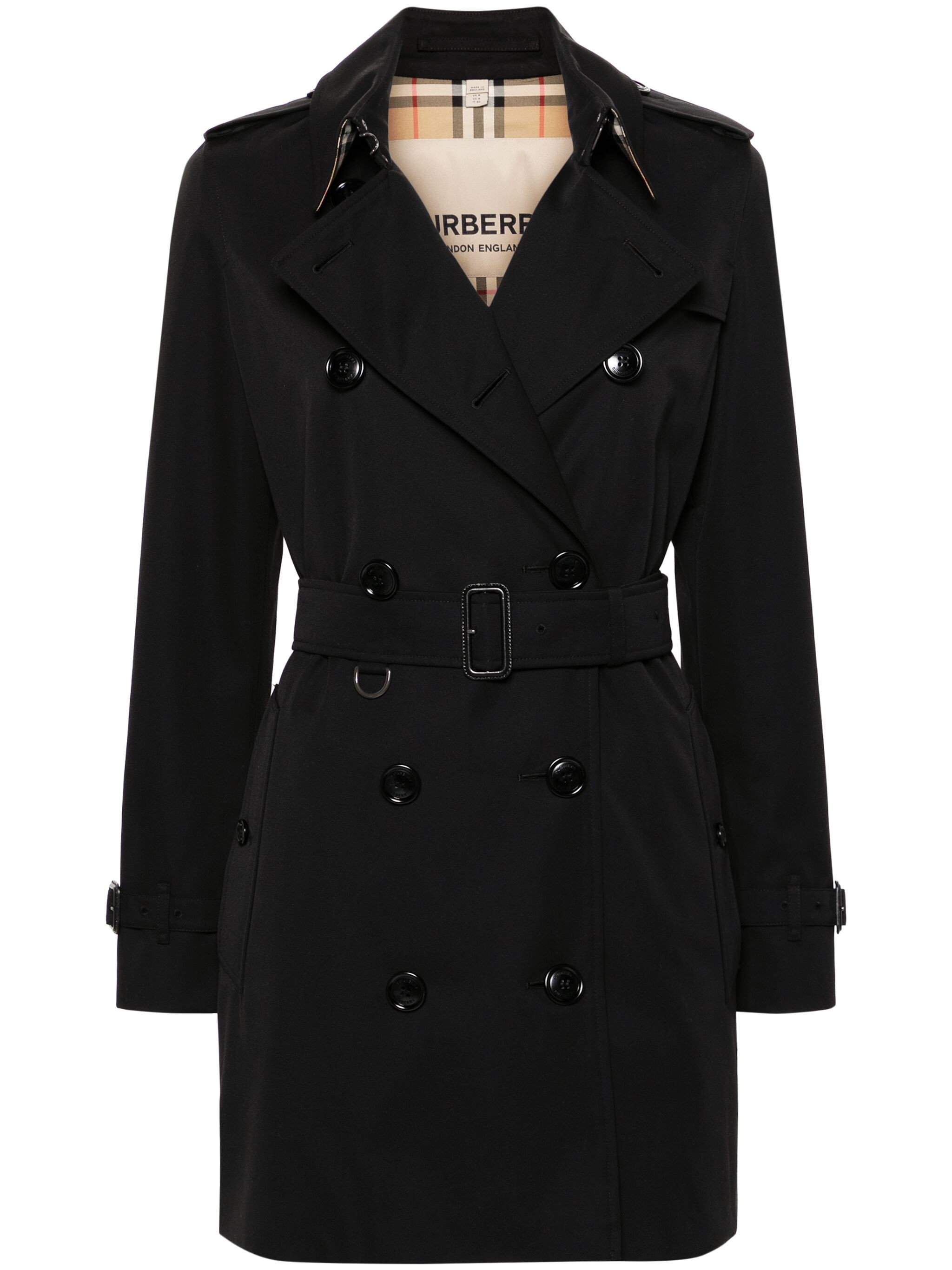 Burberry Women Kensington Cotton Trench Coat In Black