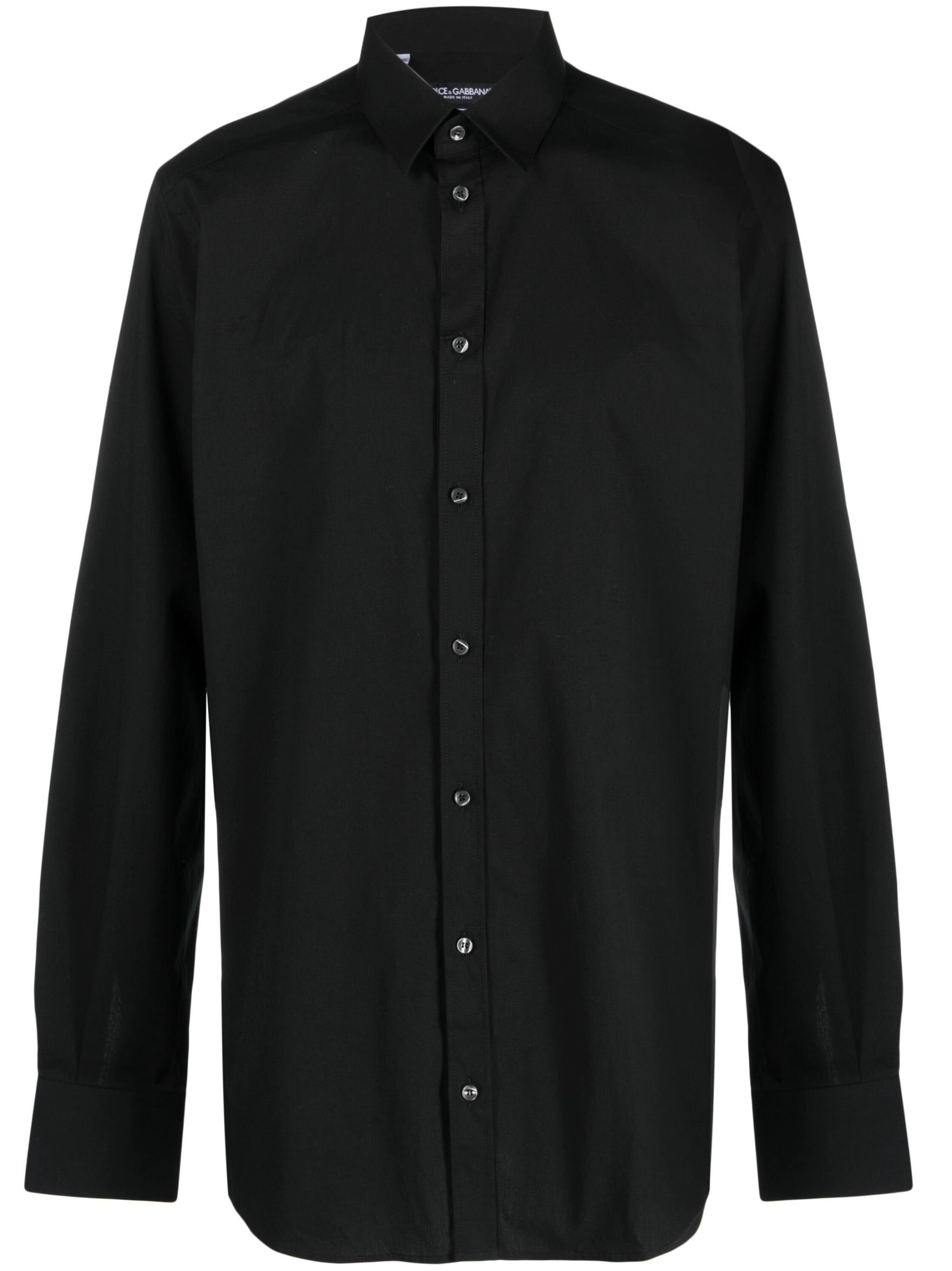 Dolce & Gabbana Gold Shirt In Stretch Cotton Poplin In Black
