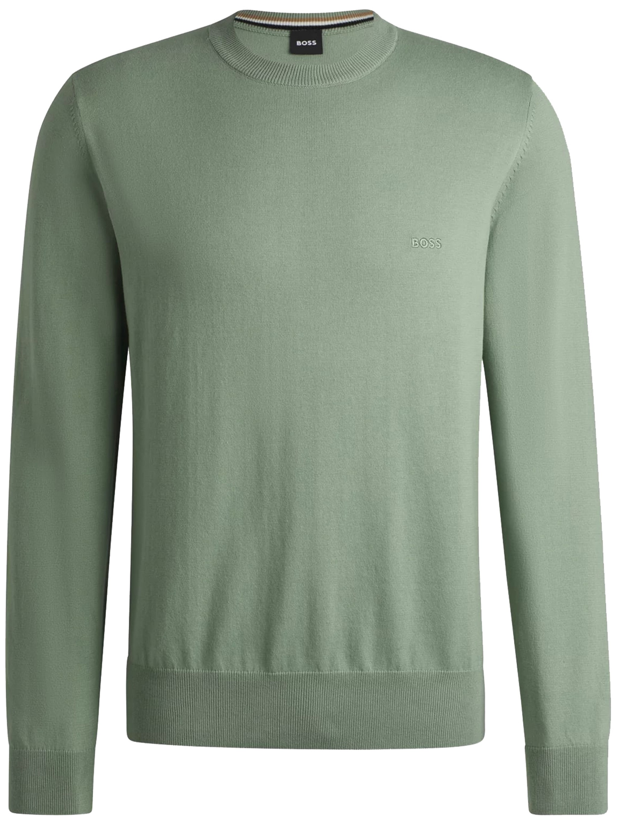 Hugo Boss Cotton Sweater With Embroidered Logo In Green