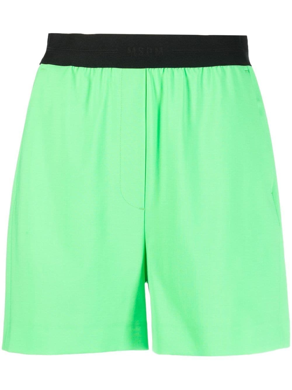 Msgm Waistband Elastic Pockets Side Bermuda In Green