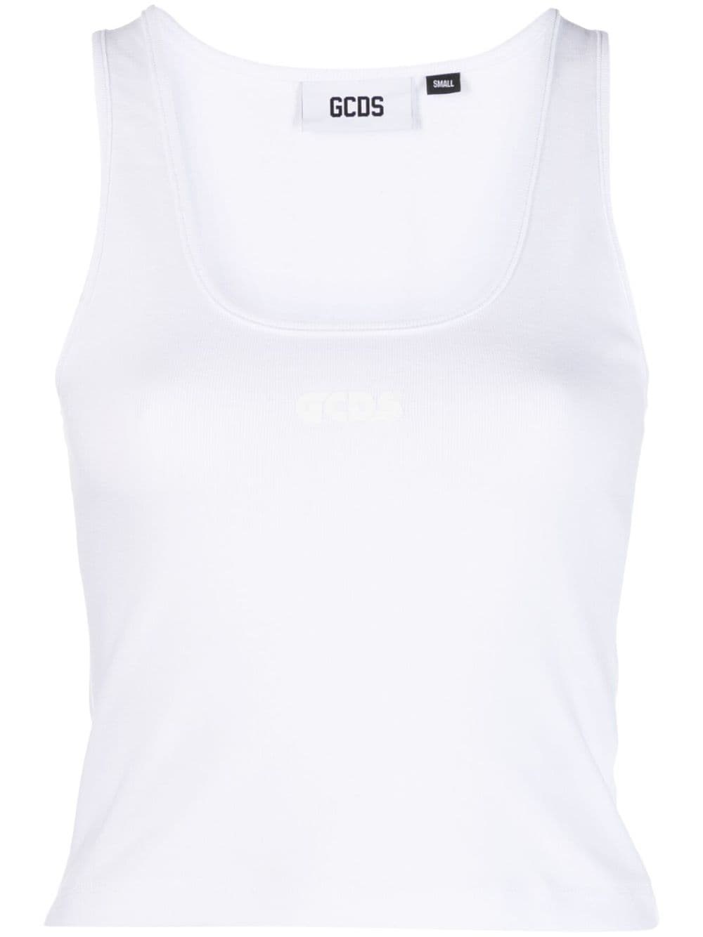 Gcds Textured Ribbed Sleeveless Top In White