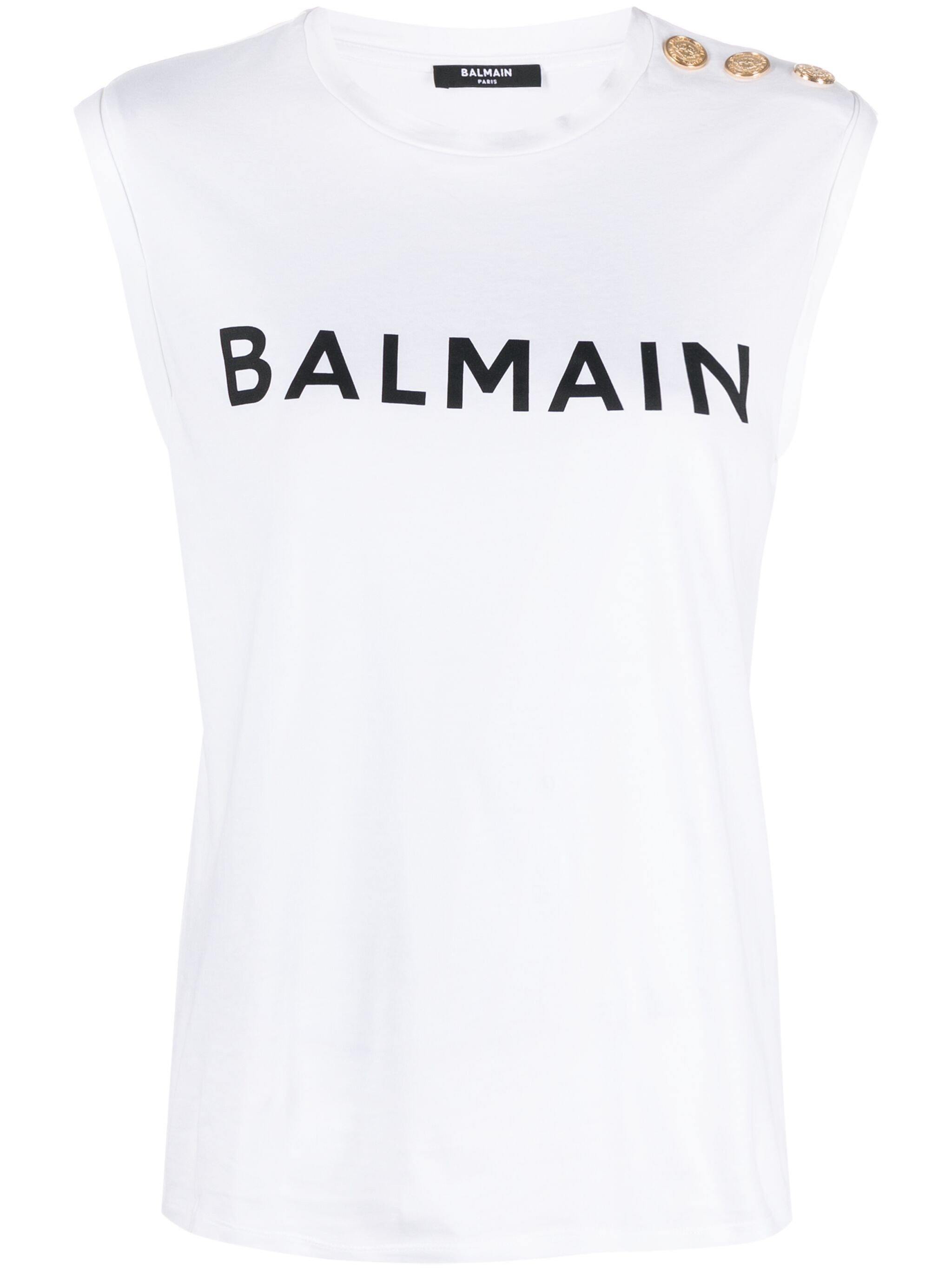 Balmain Print Tank Top In White