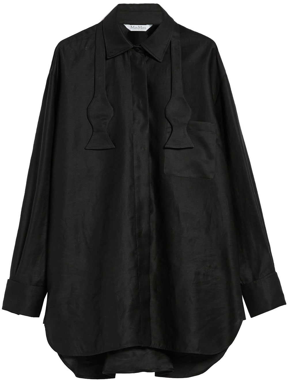 Max Mara Pocketed Hem Long Sleeve Top In Black