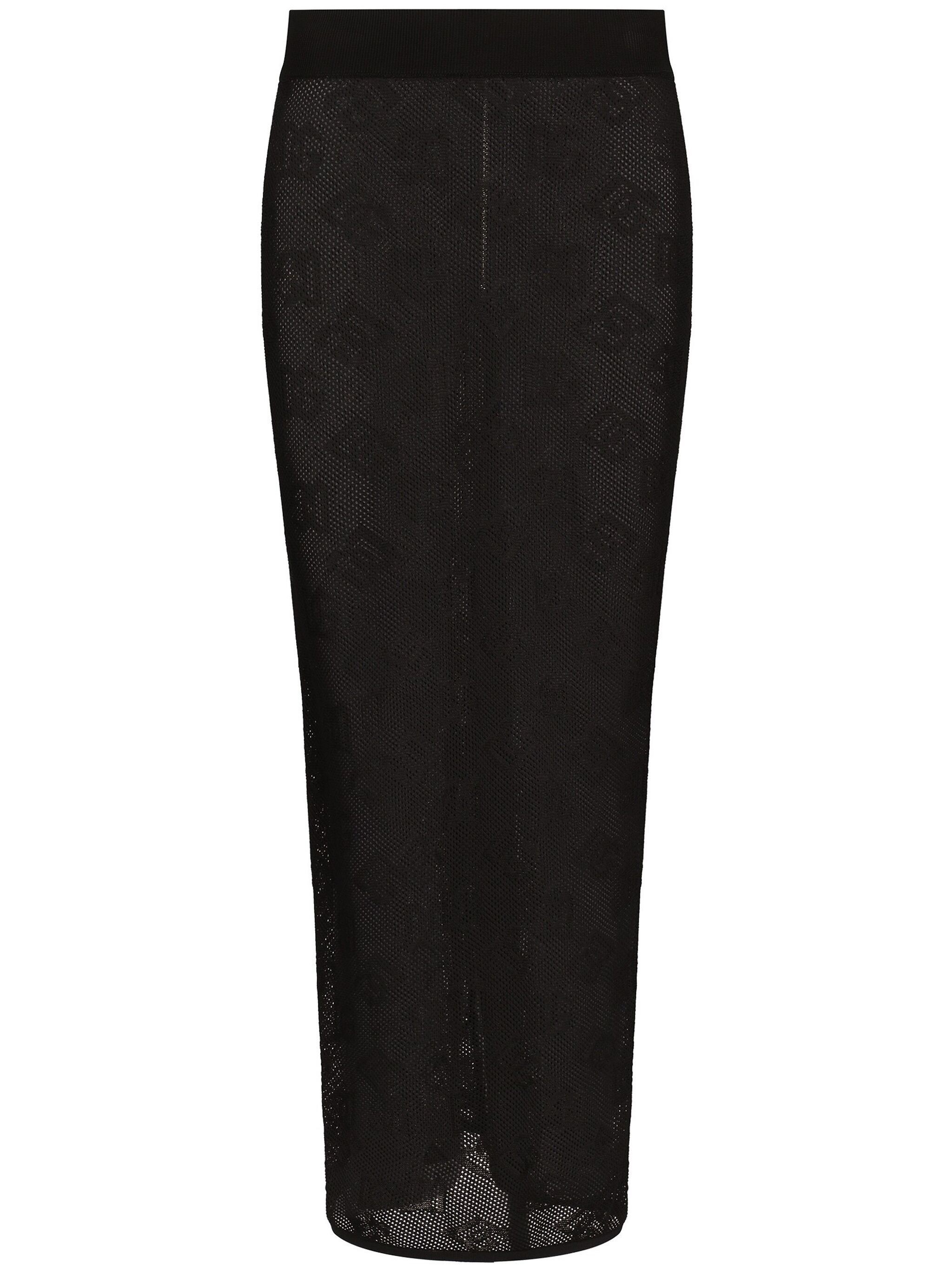 Dolce & Gabbana Sheath Skirt In Mesh Stitch In Black