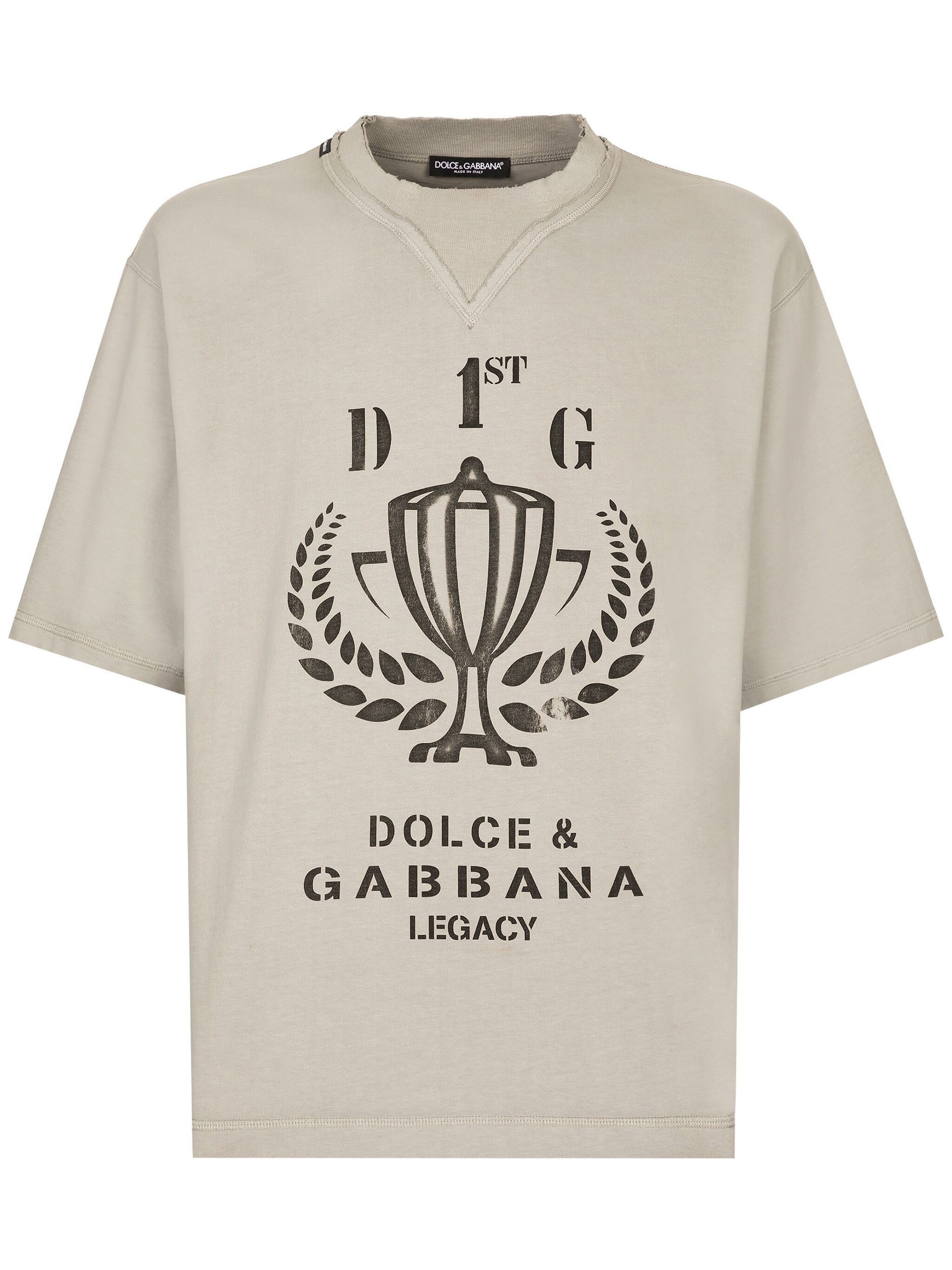 Dolce & Gabbana Logo-print Cotton T-shirt In Gray
