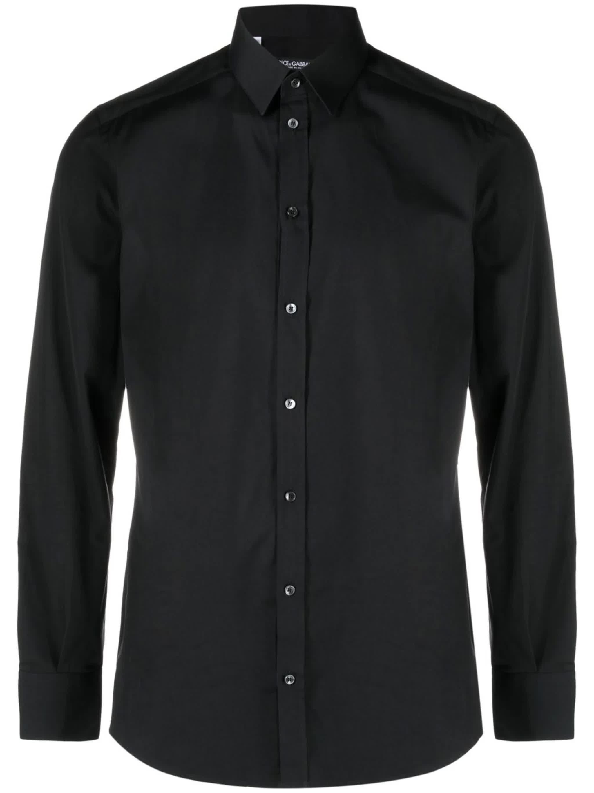 Dolce & Gabbana Gold Shirt In Stretch Cotton Poplin