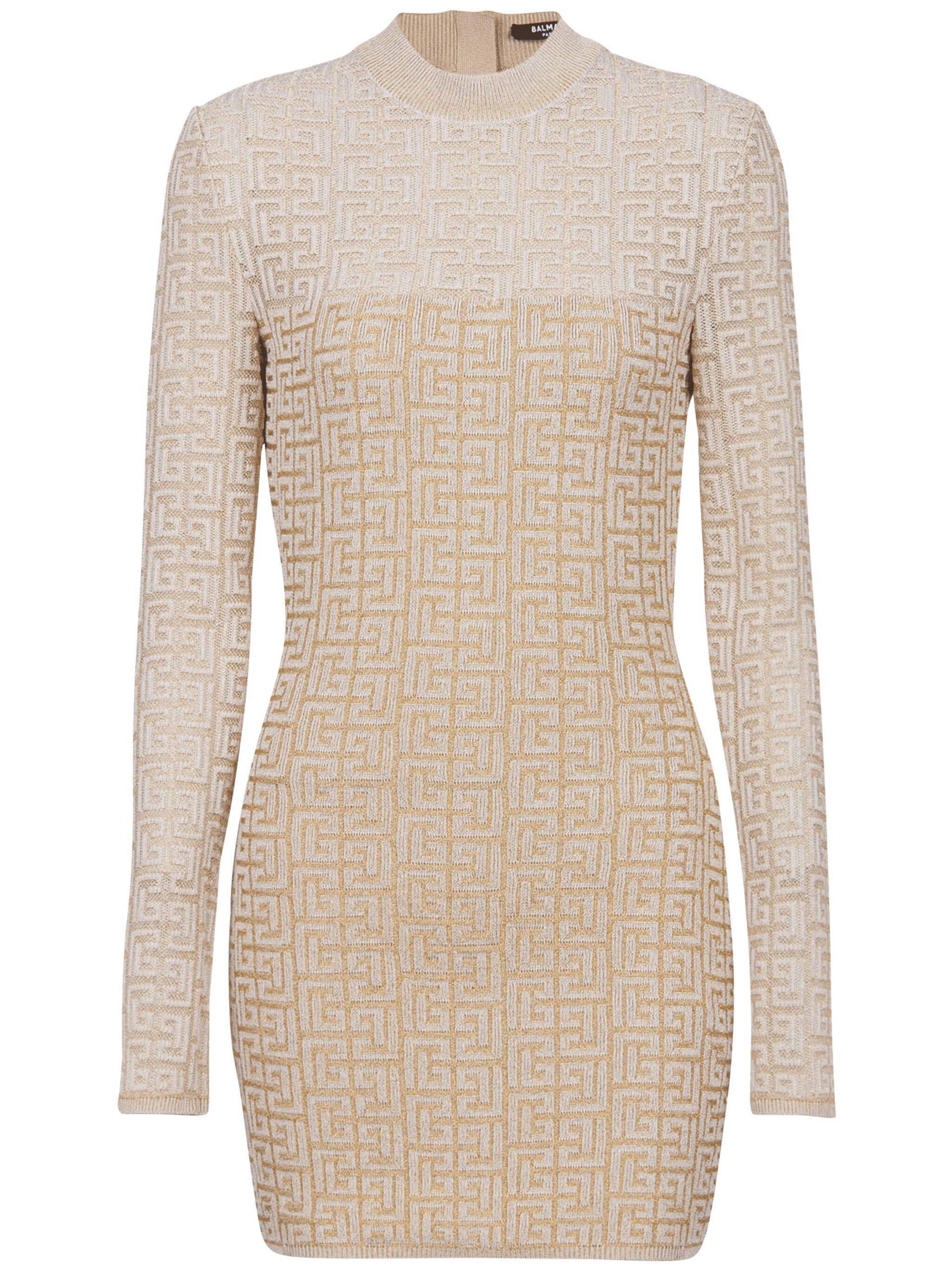 Balmain Pb Labyrinth Monogram Dress In Neutral