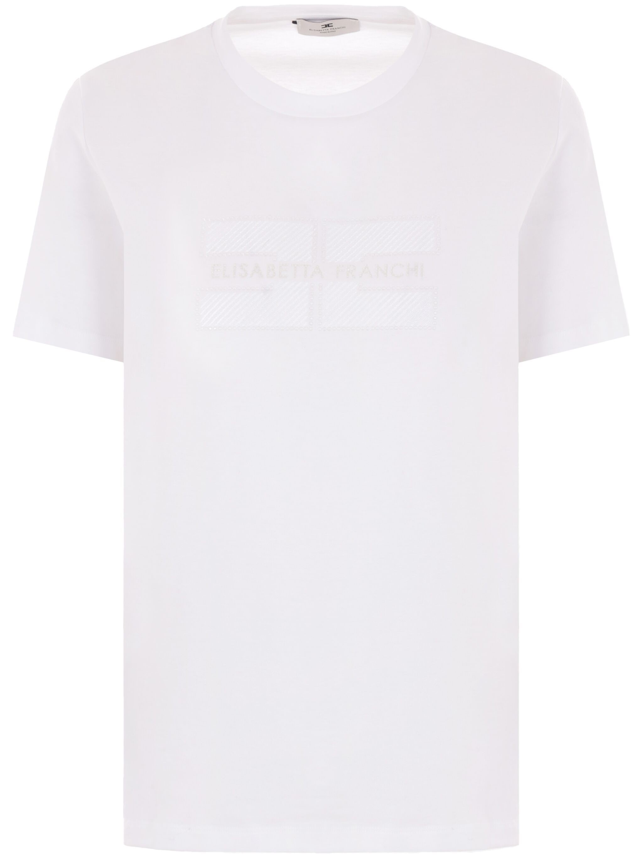 Elisabetta Franchi T-shirt With Embroidered Logo And Rhinestones